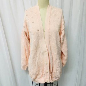 VTG Herald House Peach Pink Sweater Cardigan